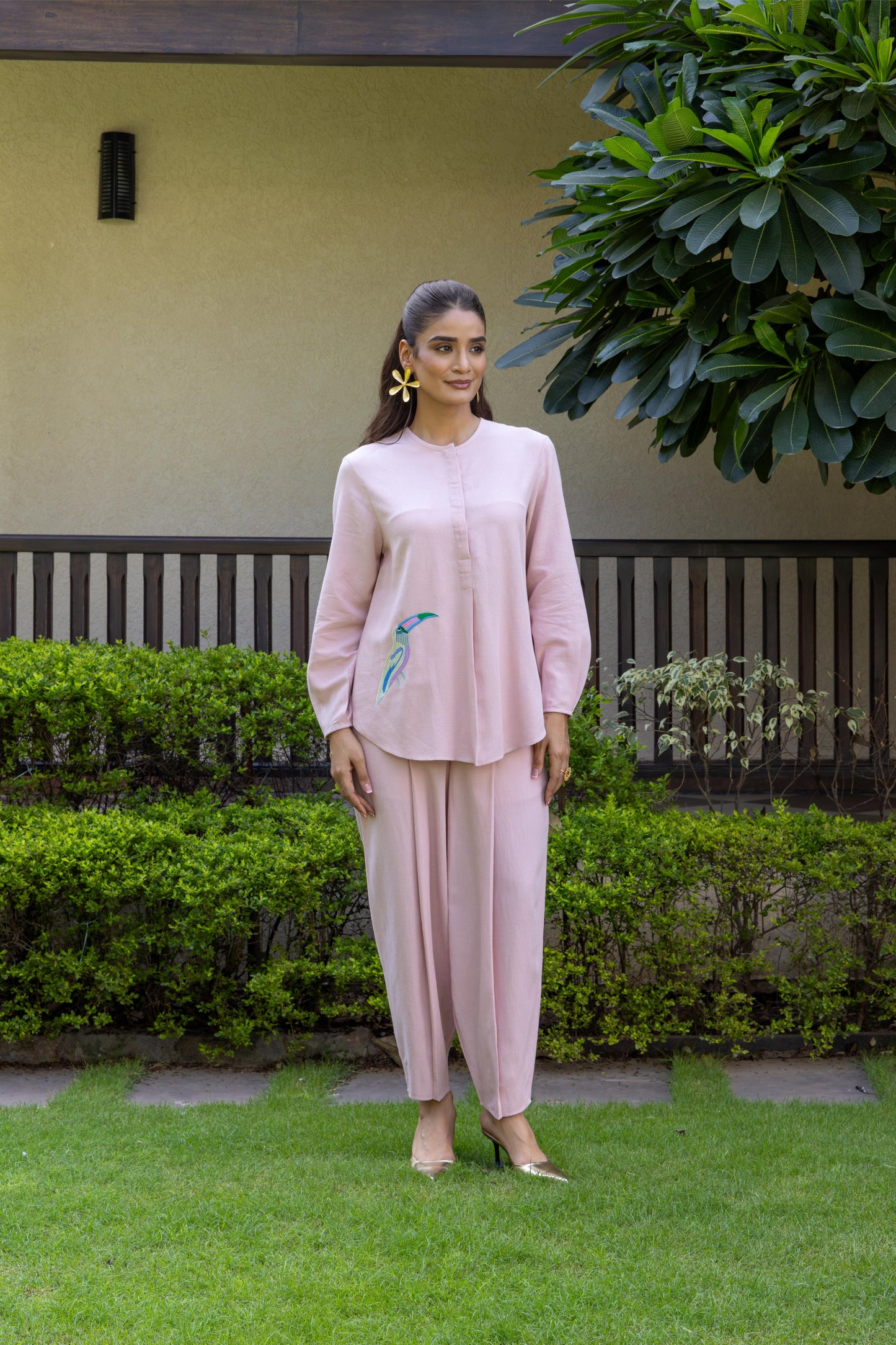 Olena Co-ord Pant Set Light Pink Toucan