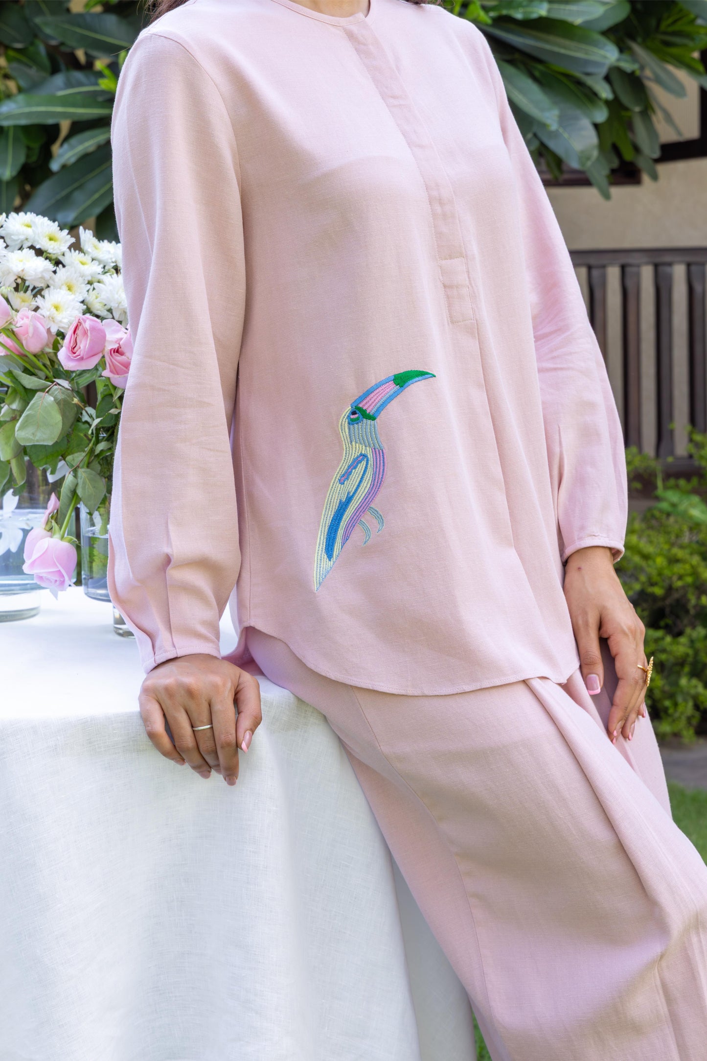 Olena Linen Cord Set - Pink