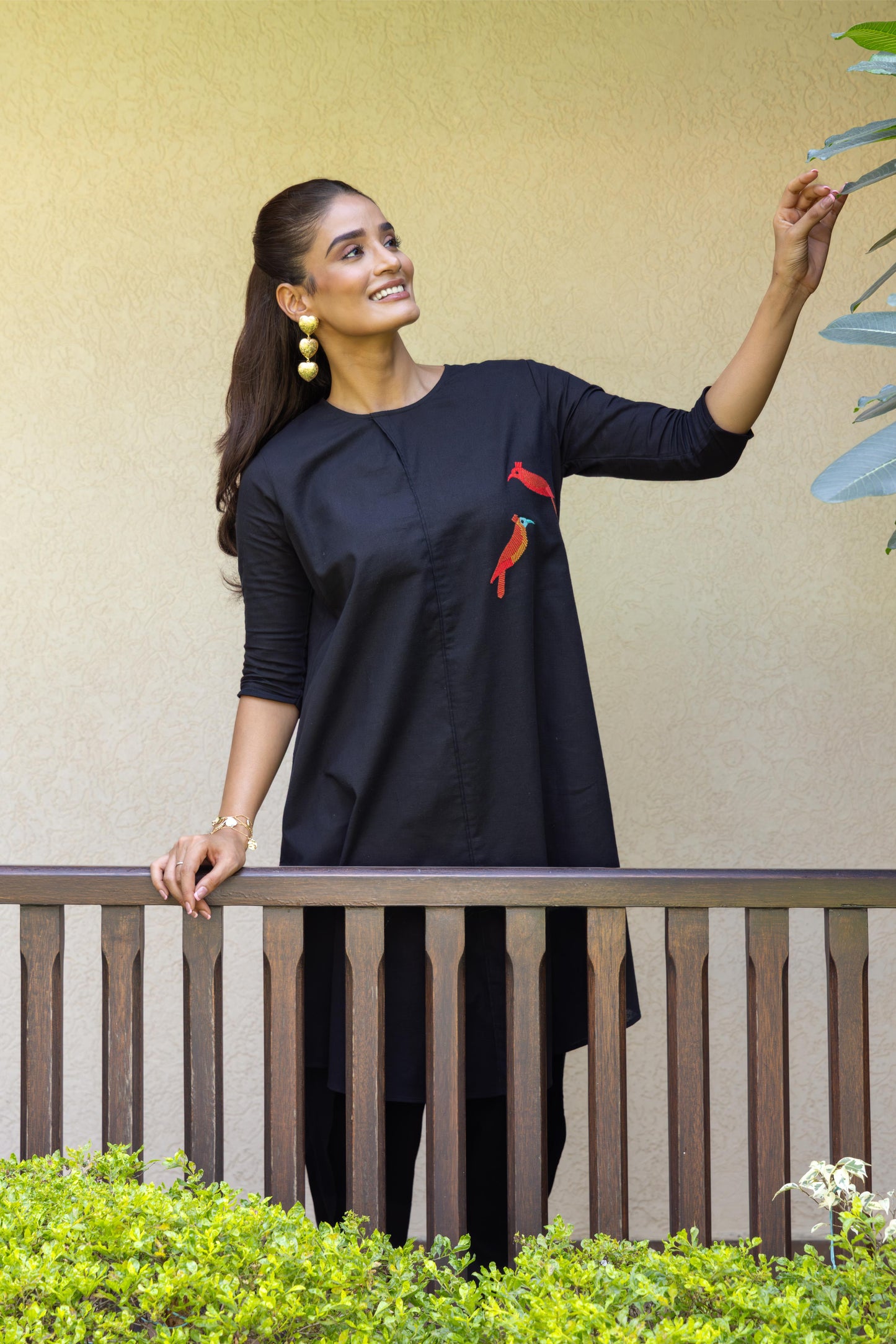 Nora Dhoti Pant Cord Set With Embroidery BLACK