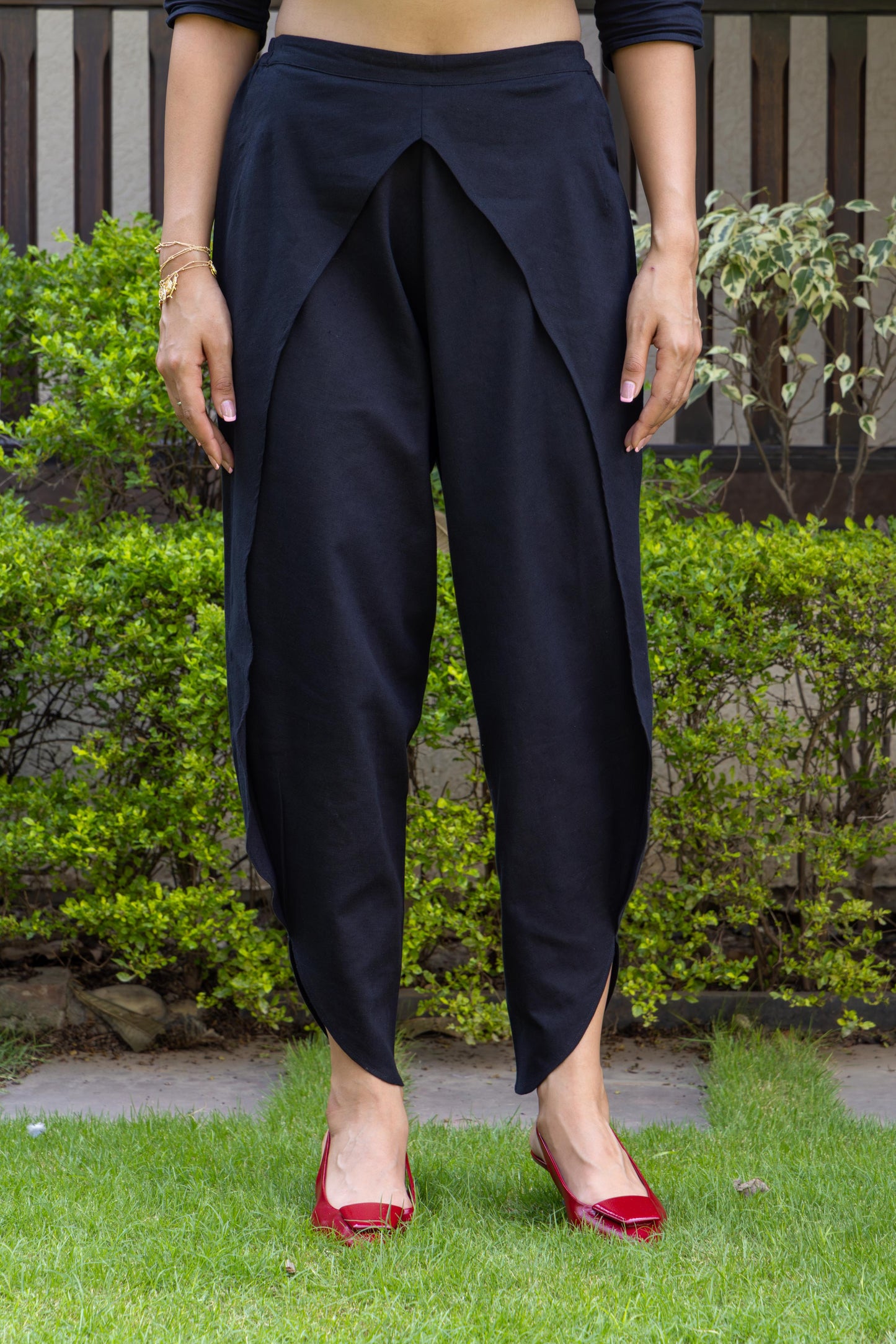 Nora Dhoti Pant Cord Set With Embroidery BLACK