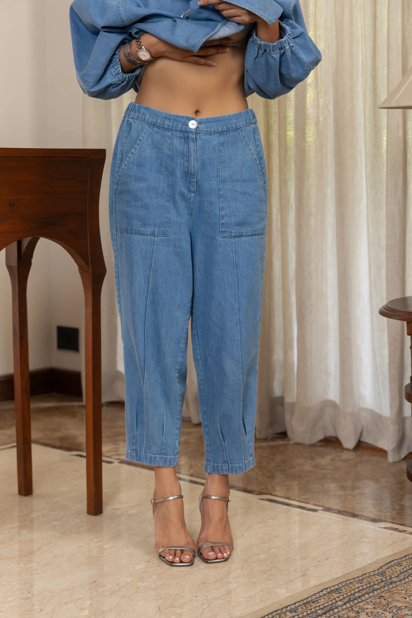 Aura Co-ord Pant Set Light Wash Dragonfly
