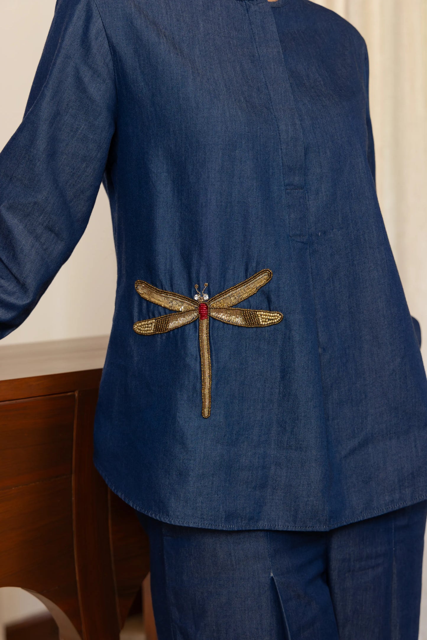 Olena Co-ord Pant Set Dark Wash Dragonfly