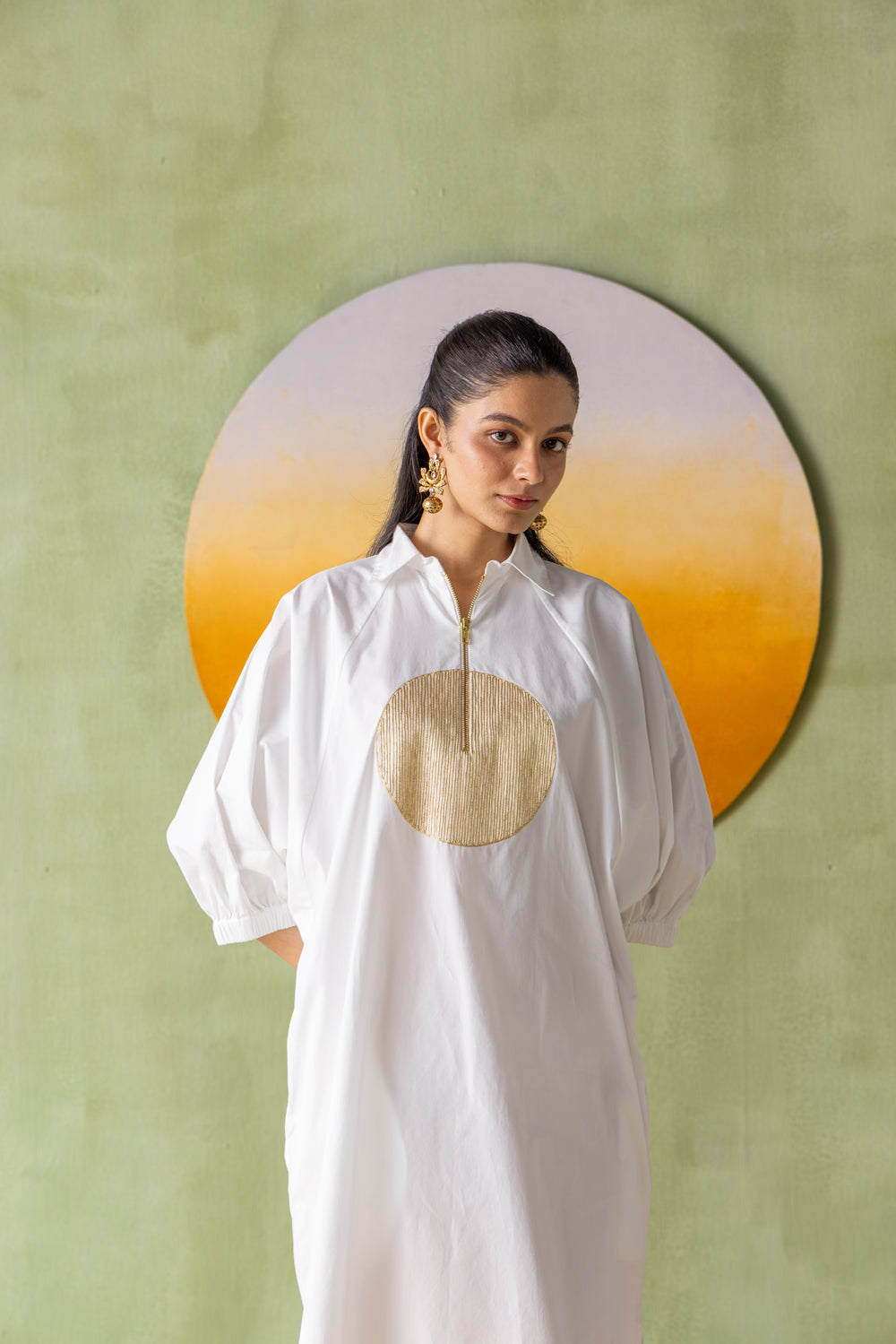 Dia Dress White Circle Wave