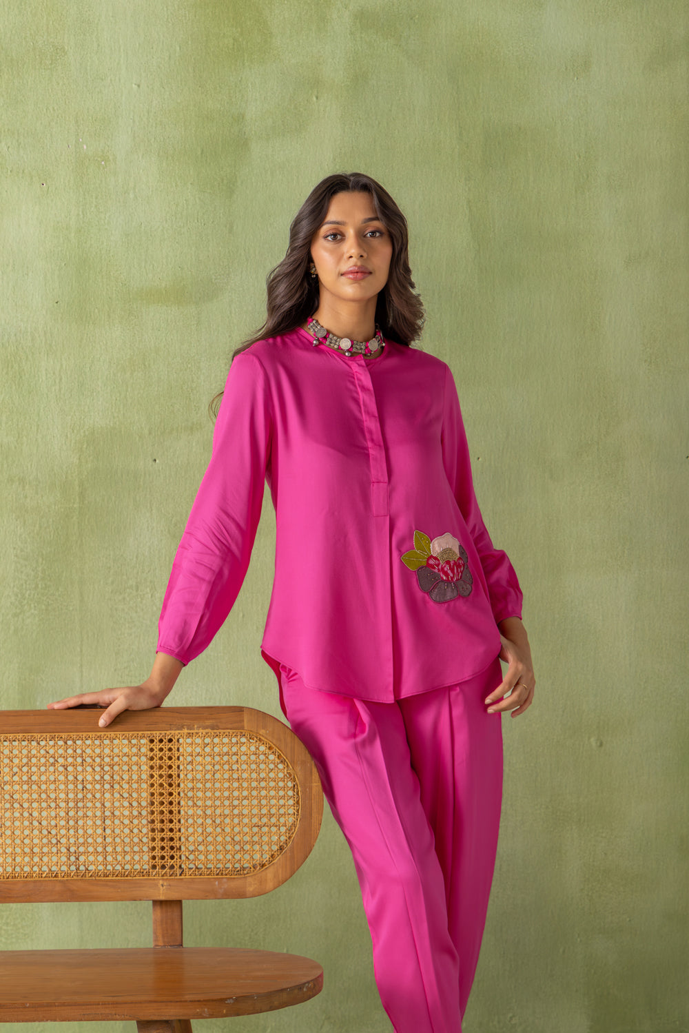 Olena Co-ord Pant Set Dark Pink Petalia
