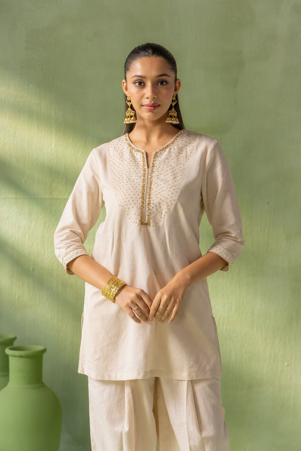 Sitara Kurta Pant Set Beige Galaxy