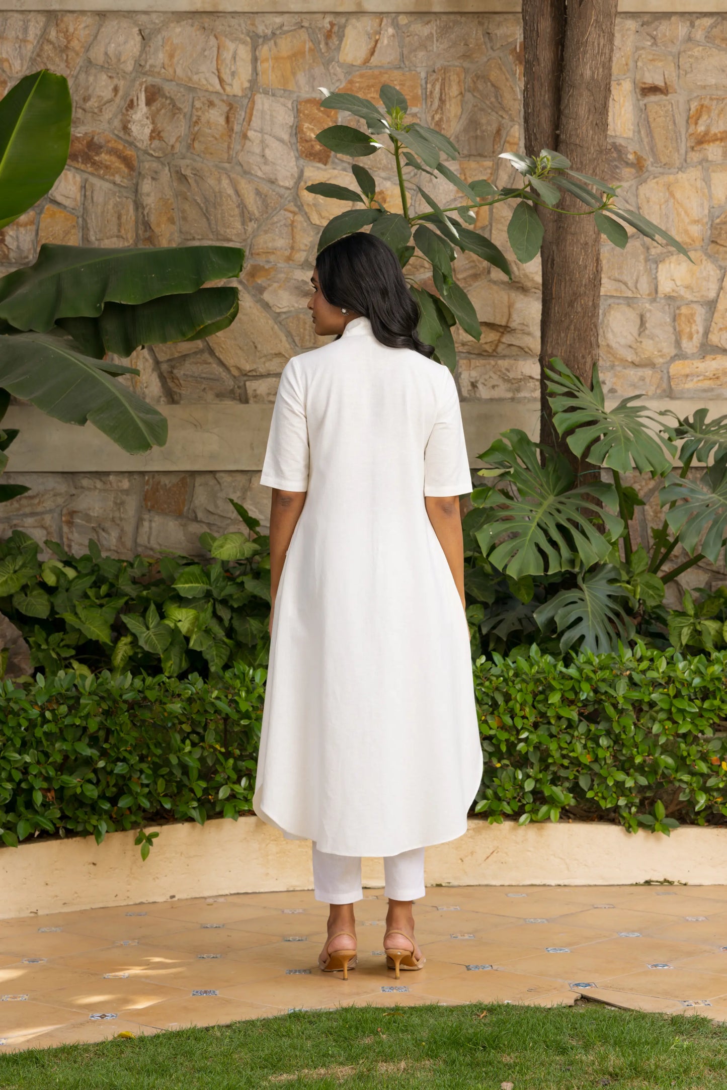 Rose Kurta Pant Set White Vivid Parrot