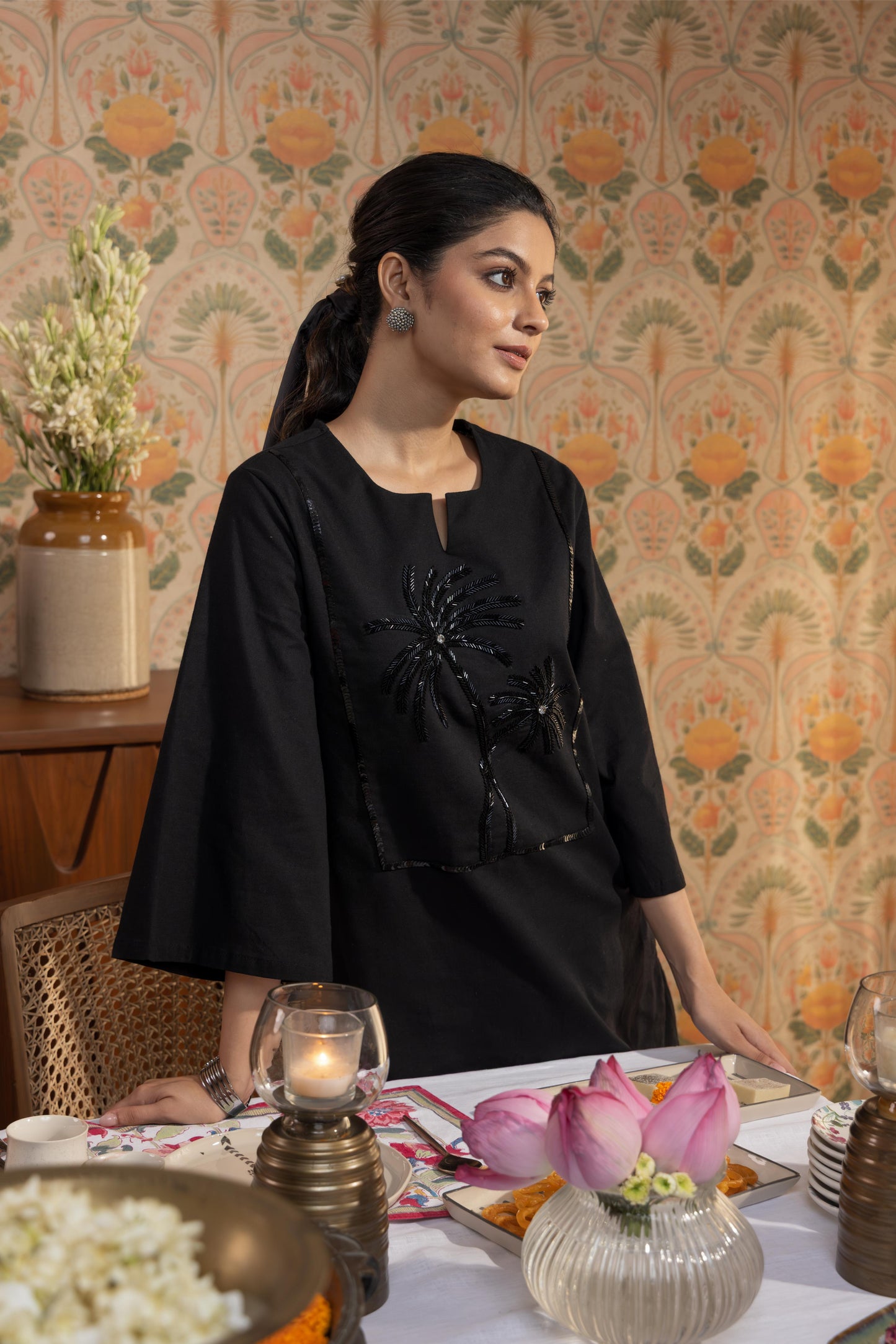 ALORA PALMS - KURTA SET BLACK
