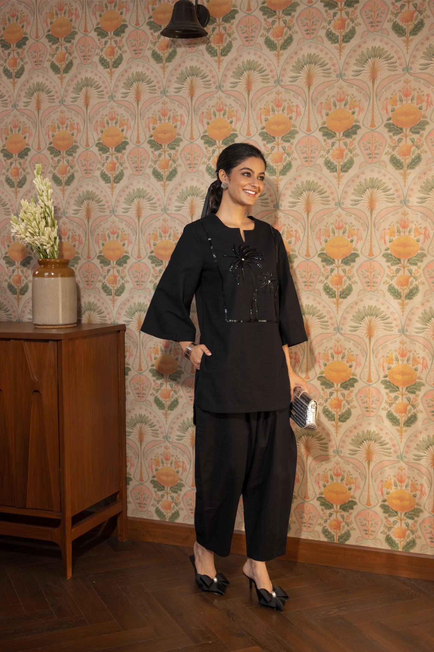 ALORA PALMS - KURTA SET BLACK