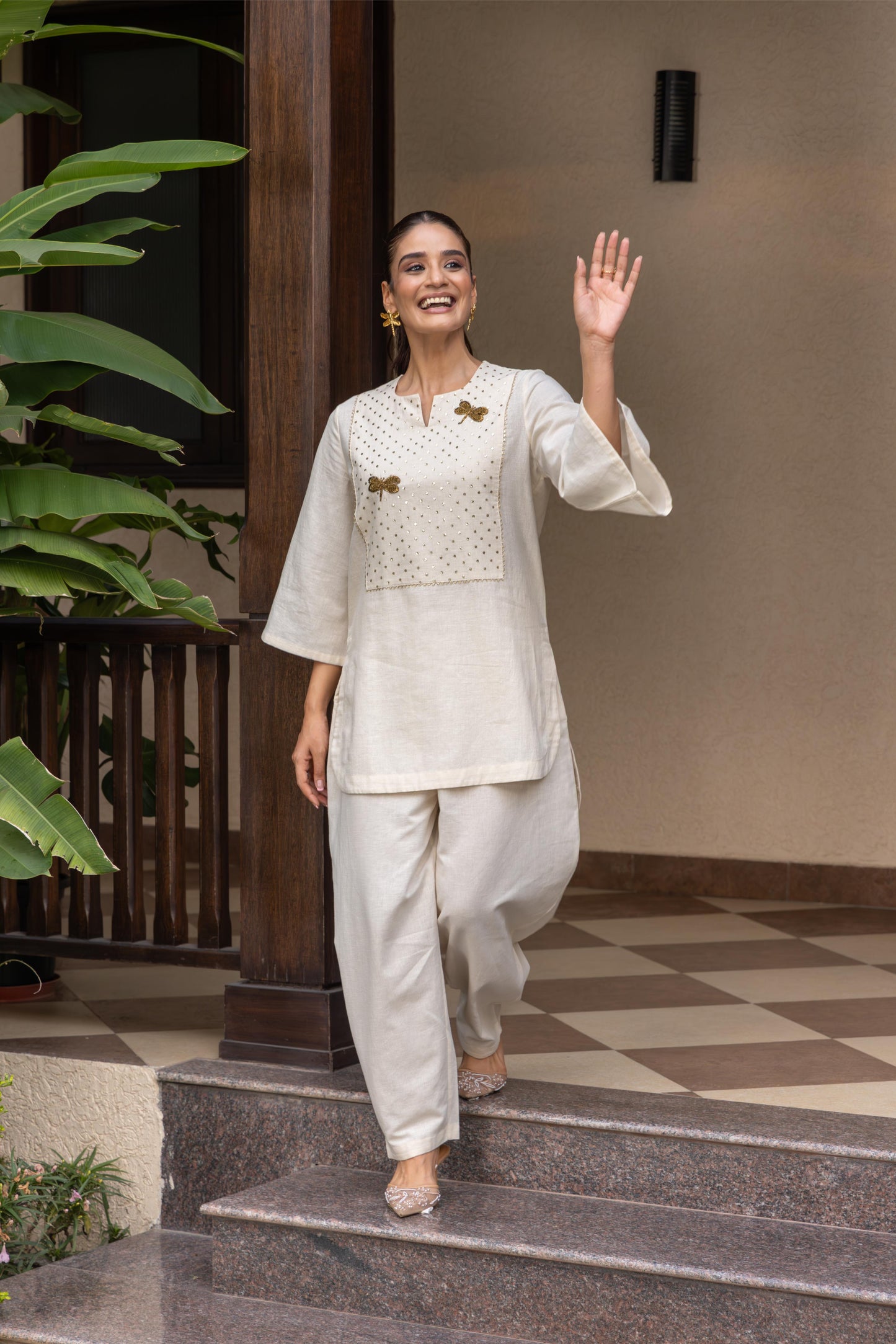 ALORA BUTTERFLY - KURTA SET IVORY
