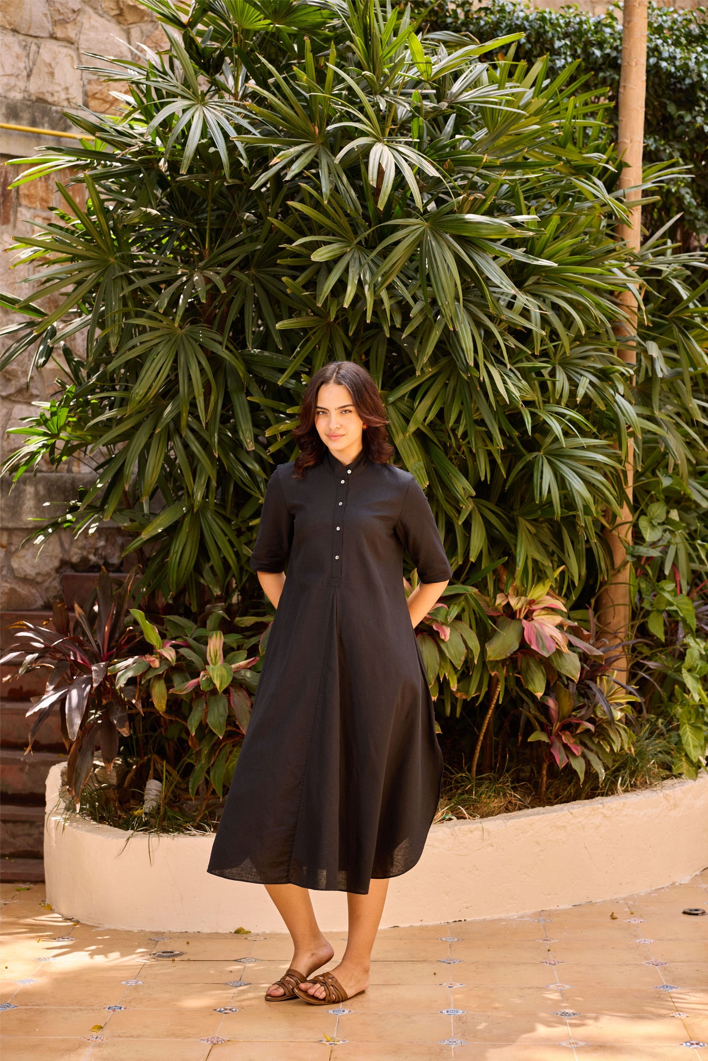 Rose Kurta Dress - Black