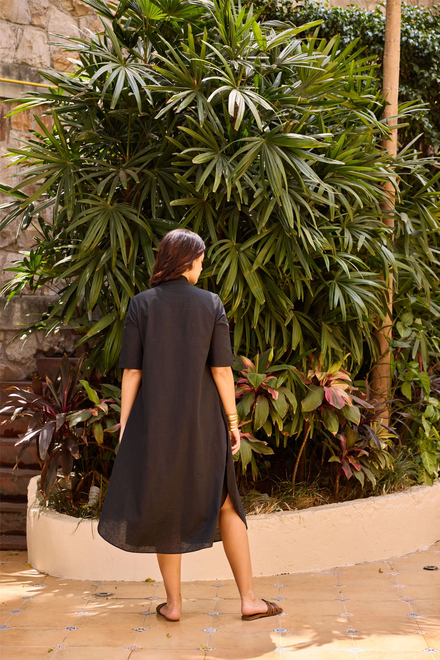 Rose Kurta Dress - Black