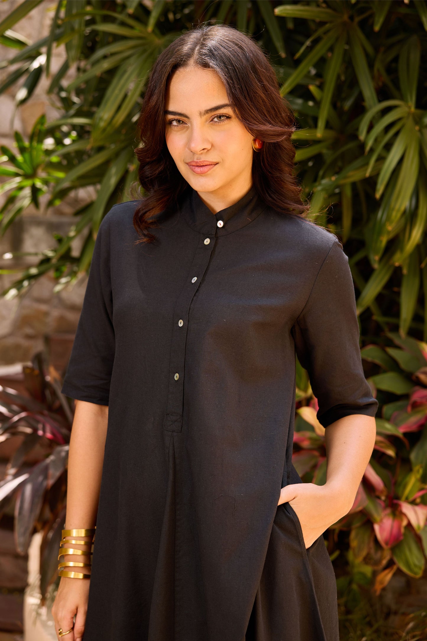 Rose Kurta Dress - Black