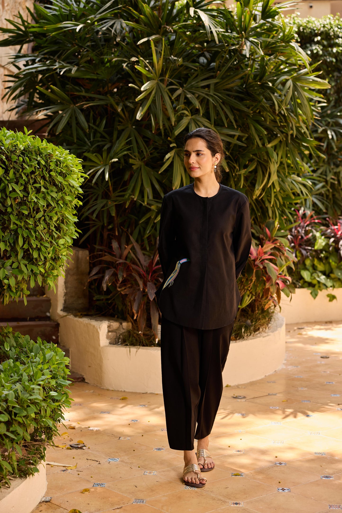 Olena Linen Cord Set - Black