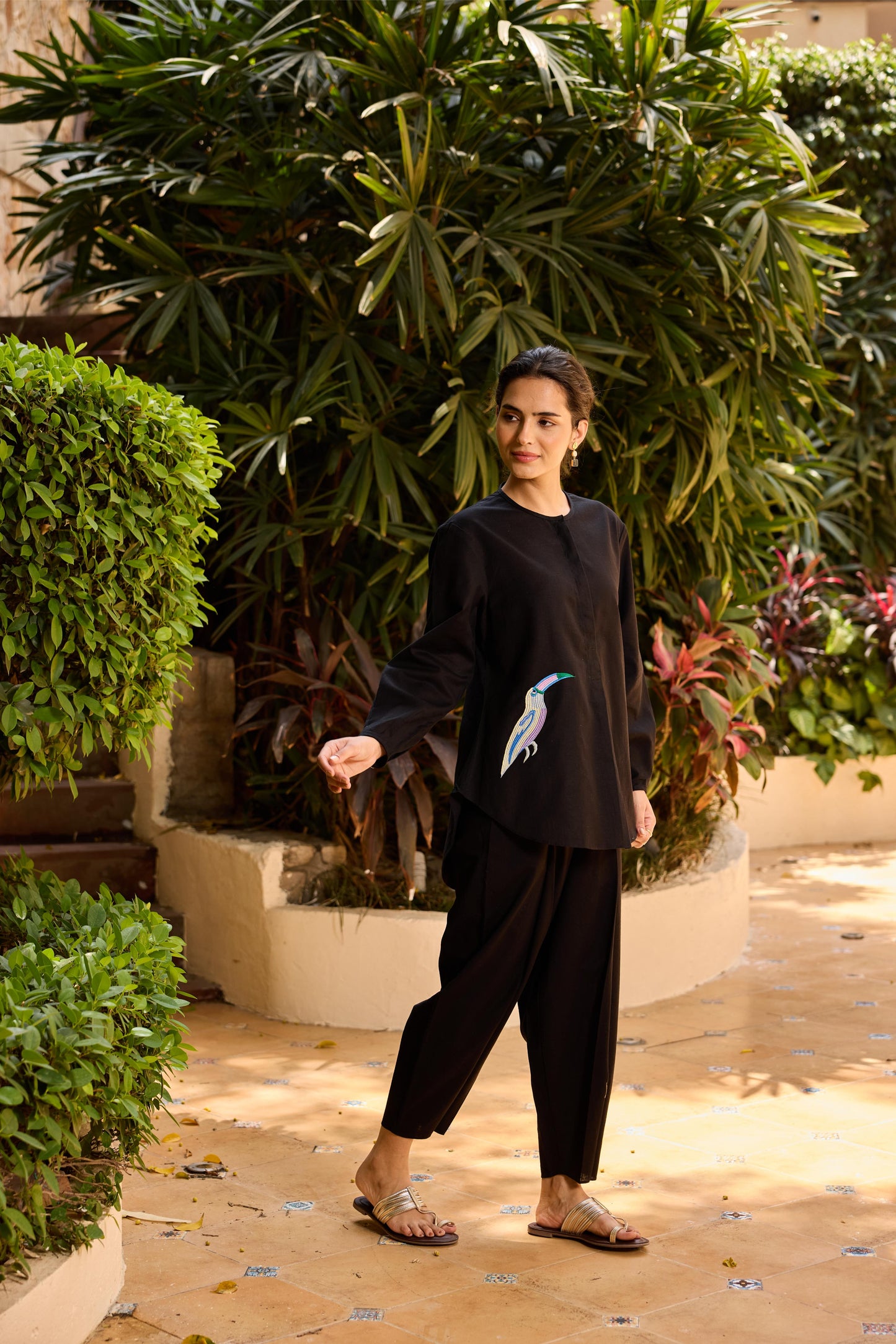 Olena Linen Cord Set - Black