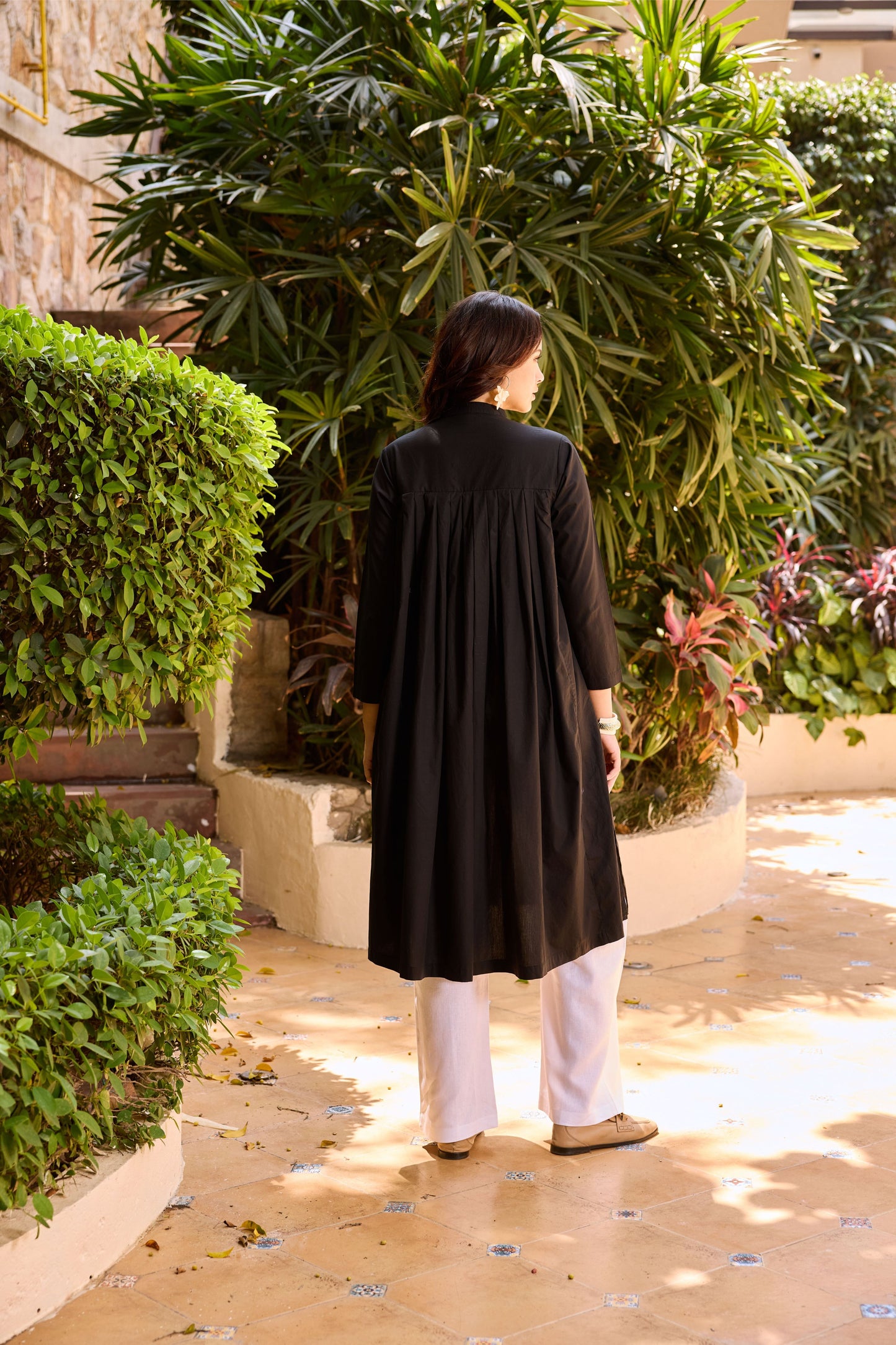 Lily Kurta Black with White Poplin Pants