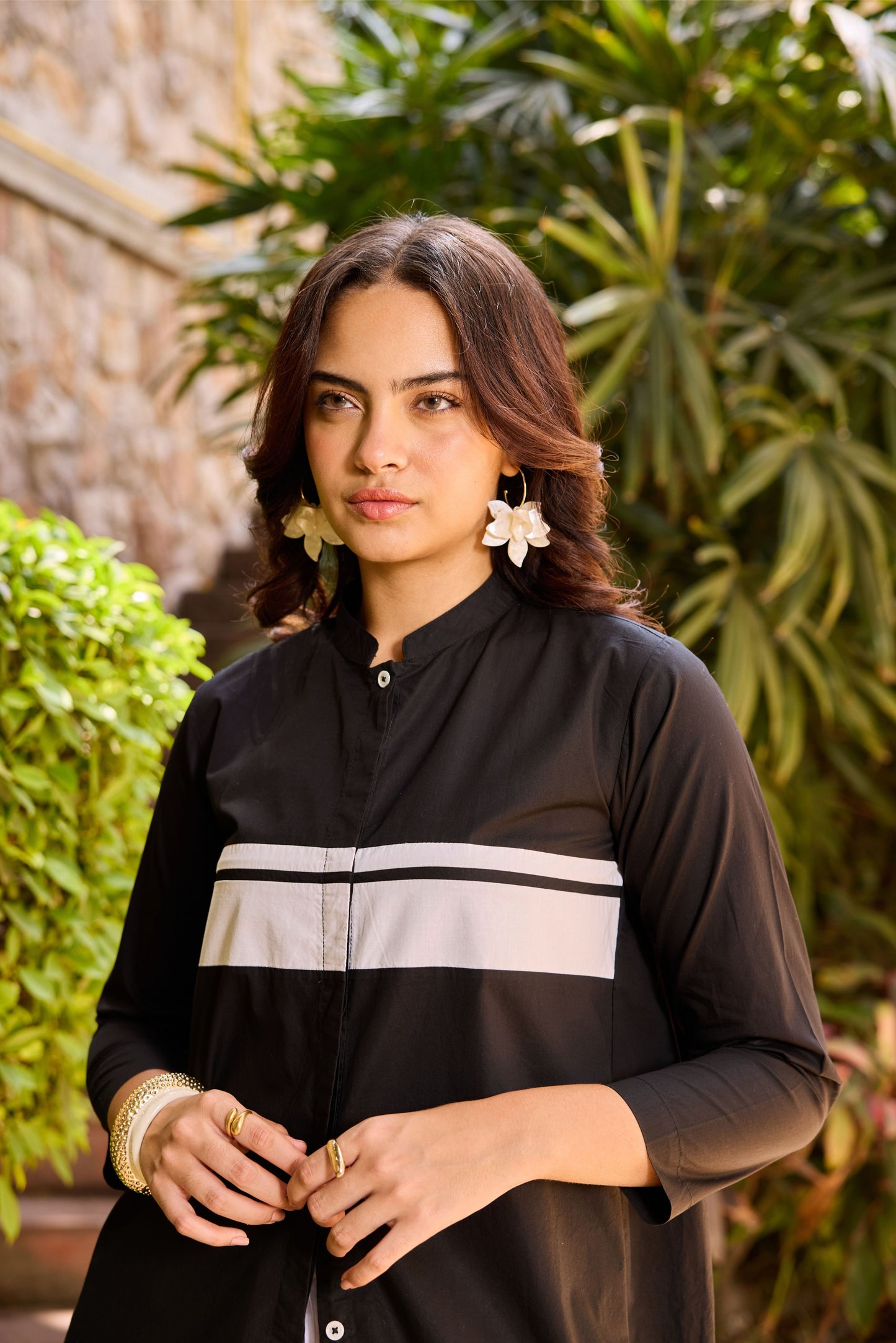 Lily Kurta Black with White Poplin Pants