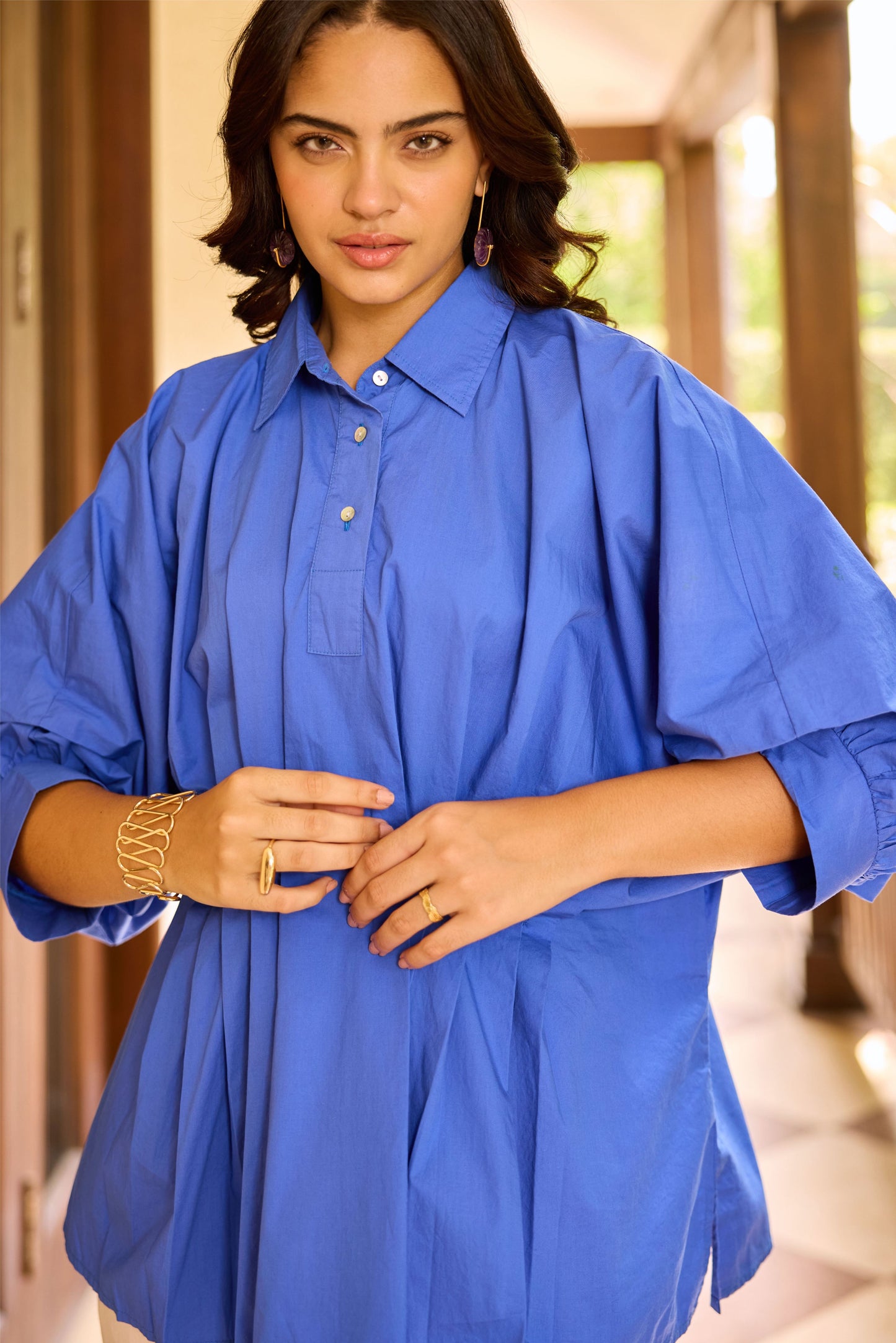Poppy Poplin Shirt - Electric Blue