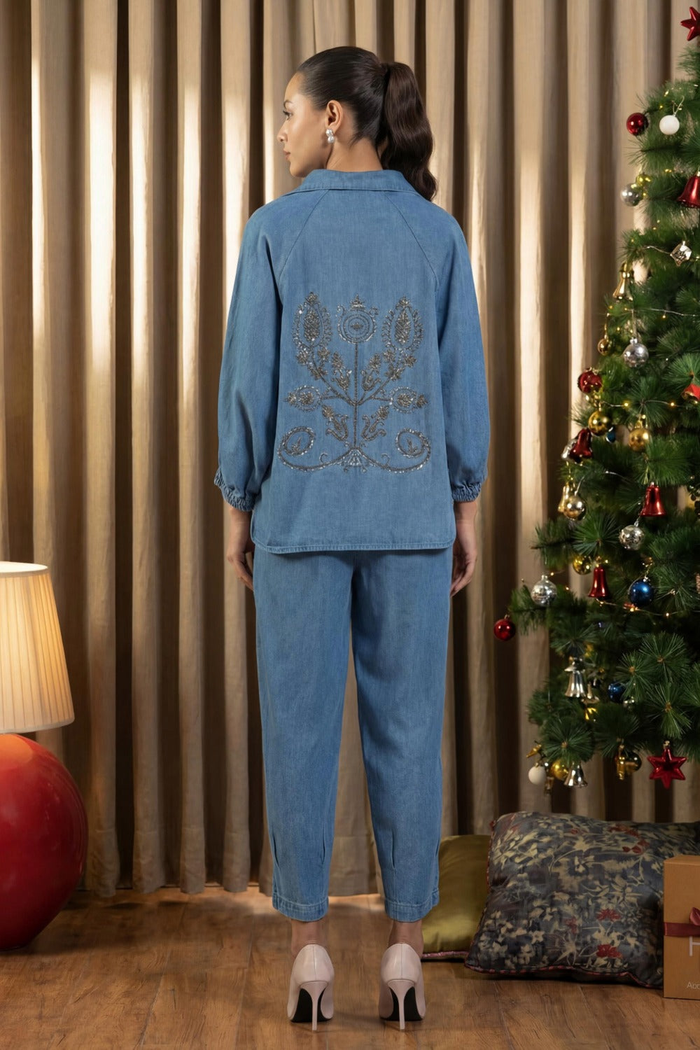 Aura Co-ord Pant Set Light Wash Boho