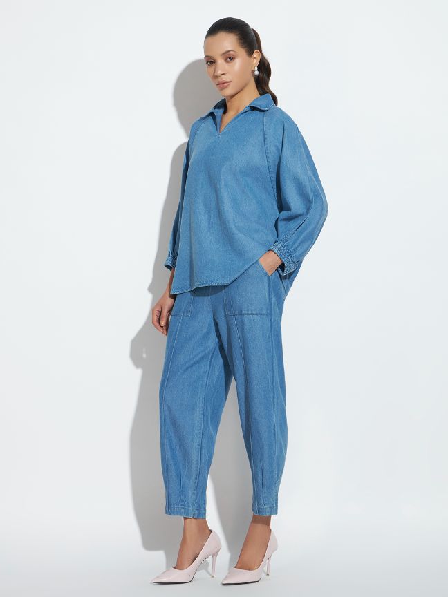 Aura Co-ord Pant Set Light Wash Boho