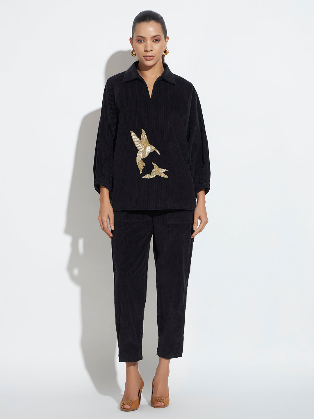 Aura Co-ord Pant Set Black Fly Bird
