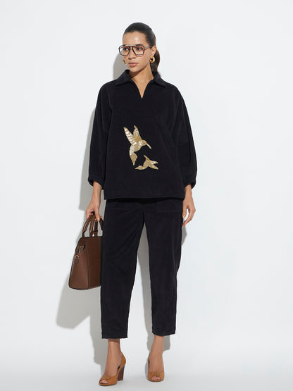 Aura Co-ord Pant Set Black Fly Bird