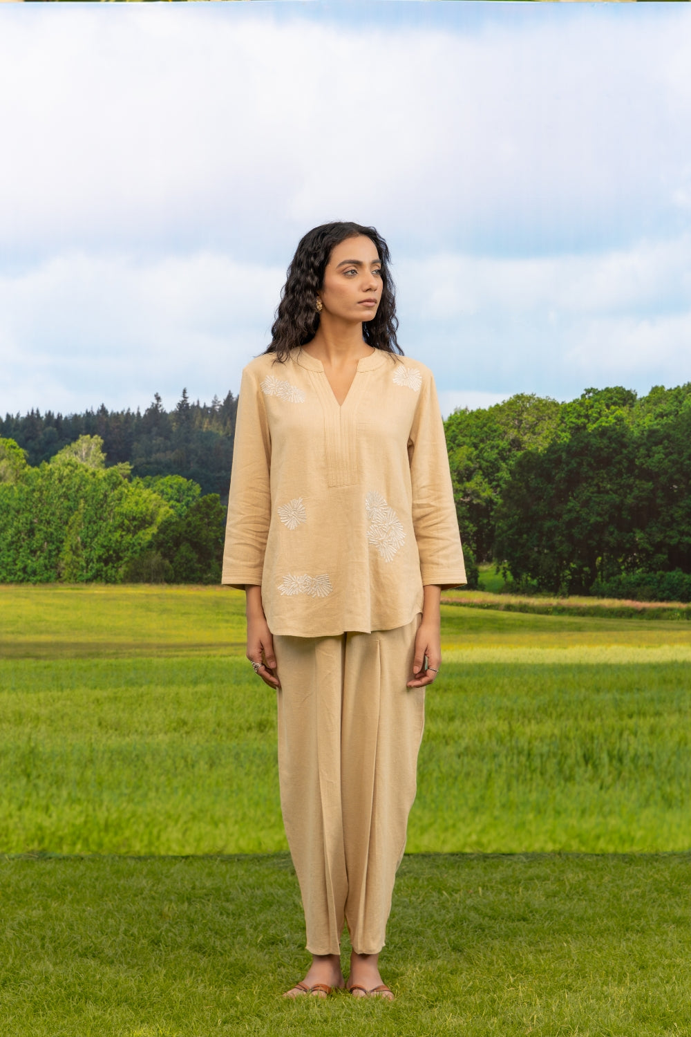 Malona Co-ord Pant Set Beige Whisper Boota