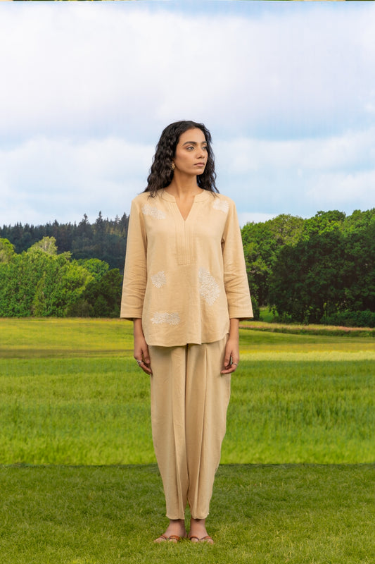 Malona Co-ord Pant Set Beige Whisper Boota