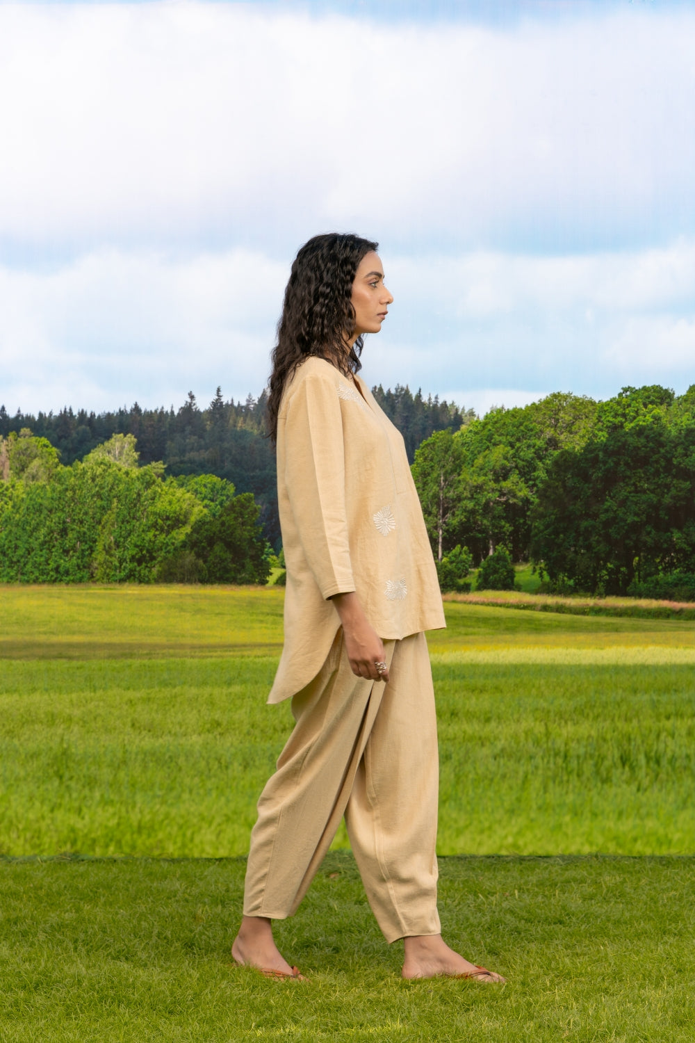 Malona Co-ord Pant Set Beige Whisper Boota