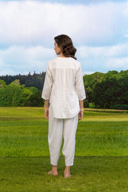 Malona Co-ord Pant Set White Whisper Boota