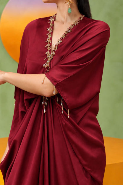 Twilight Kaftan Burgundy Droplets