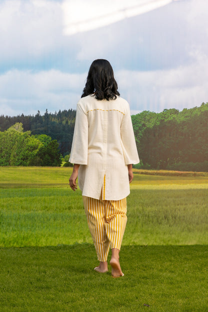 Mira Co-ord Pant Set Stripe Ivory Mustard Wild Bloom
