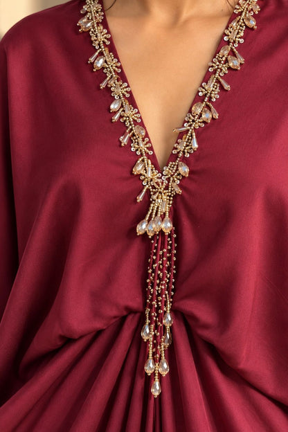 Twilight Kaftan Burgundy Droplets