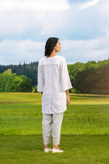 Mira Co-ord Pant Set Stripe White Navy Wild Bloom