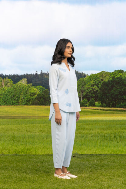 Malona Co-ord Pant Set Light Blue Whisper Boota