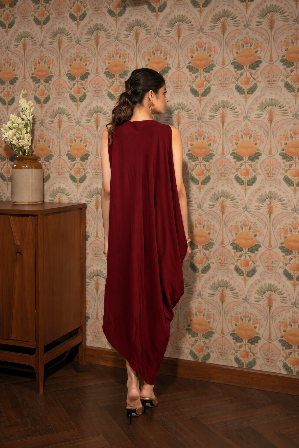 Starlight Dress Burgundy Sequin Wave
