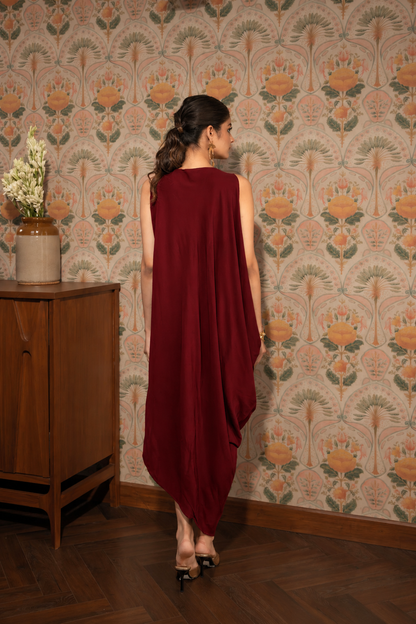Starlight Dress Burgundy Sequin Wave