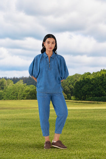 AURA ZIPPER - CO-ORD SET WITH PANTS LIGHT DENIM