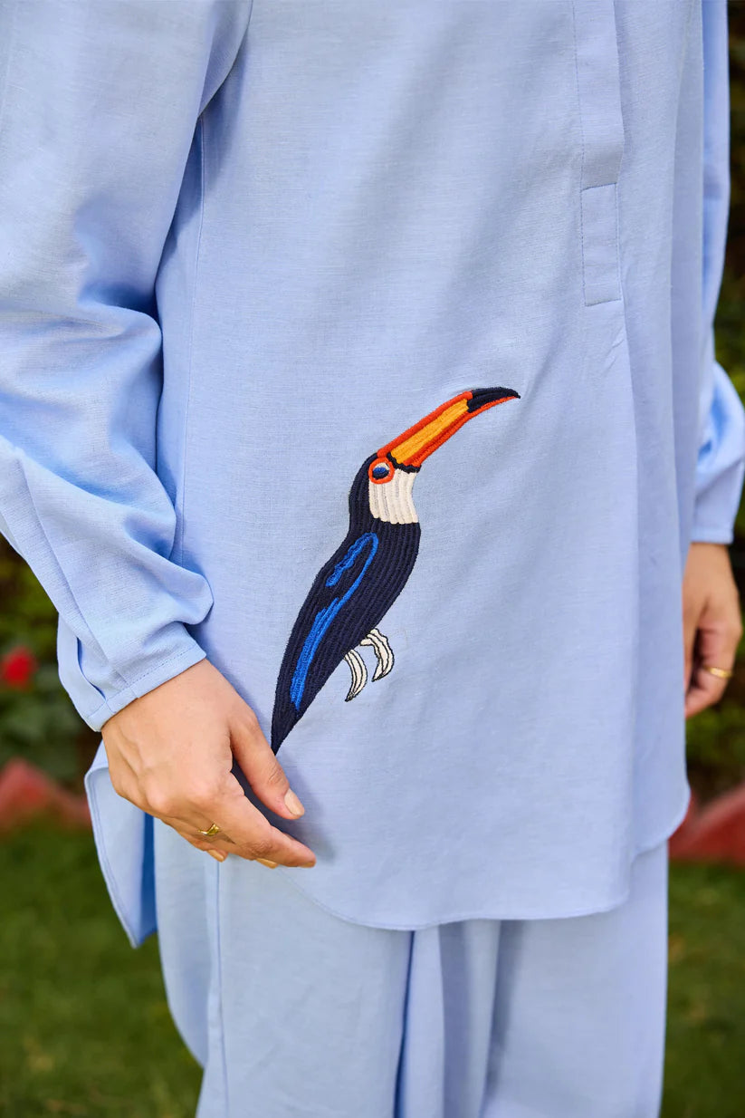 Olena Co-ord Pant Set Light Blue Toucan
