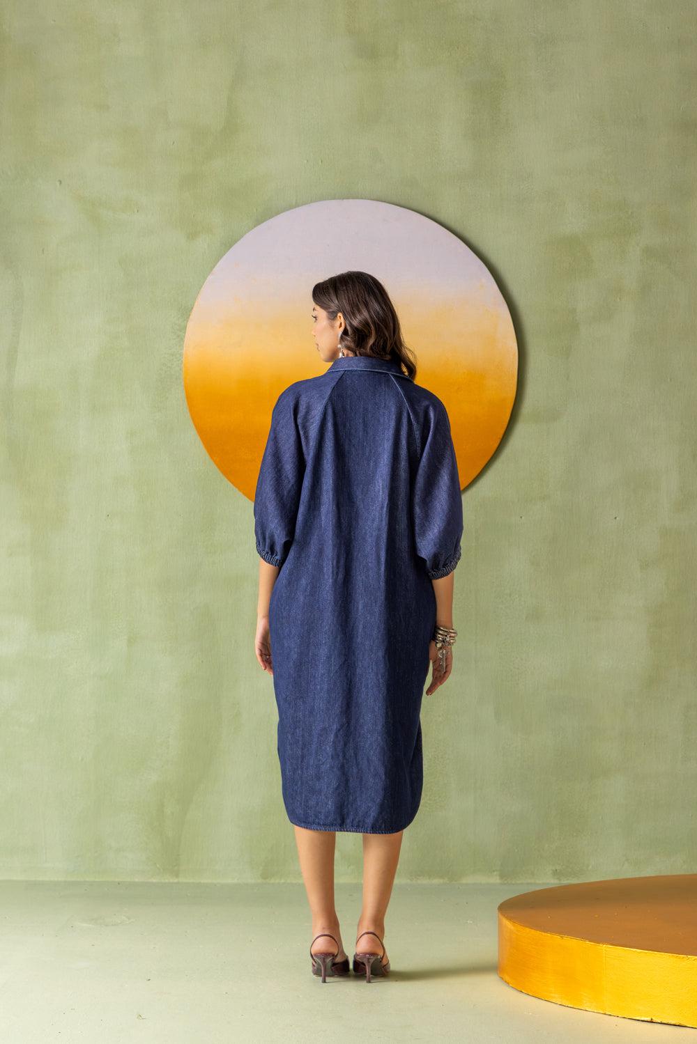 Dia Dress Dark Wash Split Circle