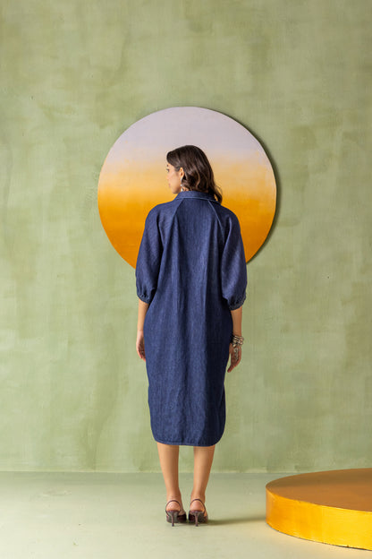 Dia Dress Dark Wash Split Circle