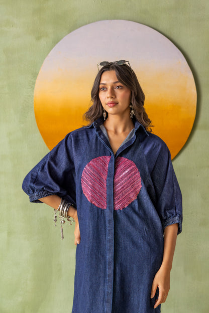 Dia Dress Dark Wash Split Circle