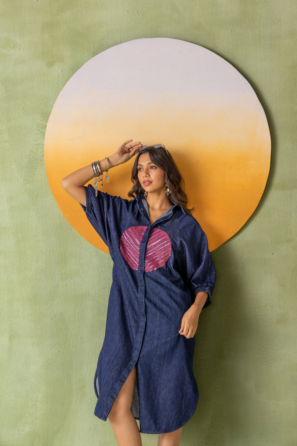 Dia Dress Dark Wash Split Circle