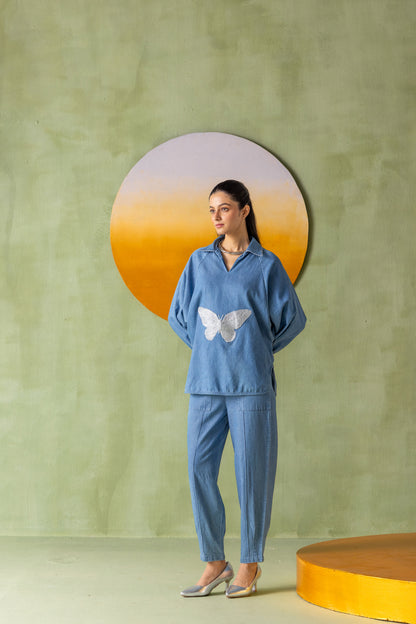 Aura Shirt Light Wash Butterfly Dori