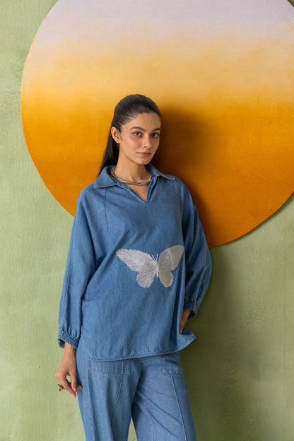 Aura Shirt Light Wash Butterfly Dori