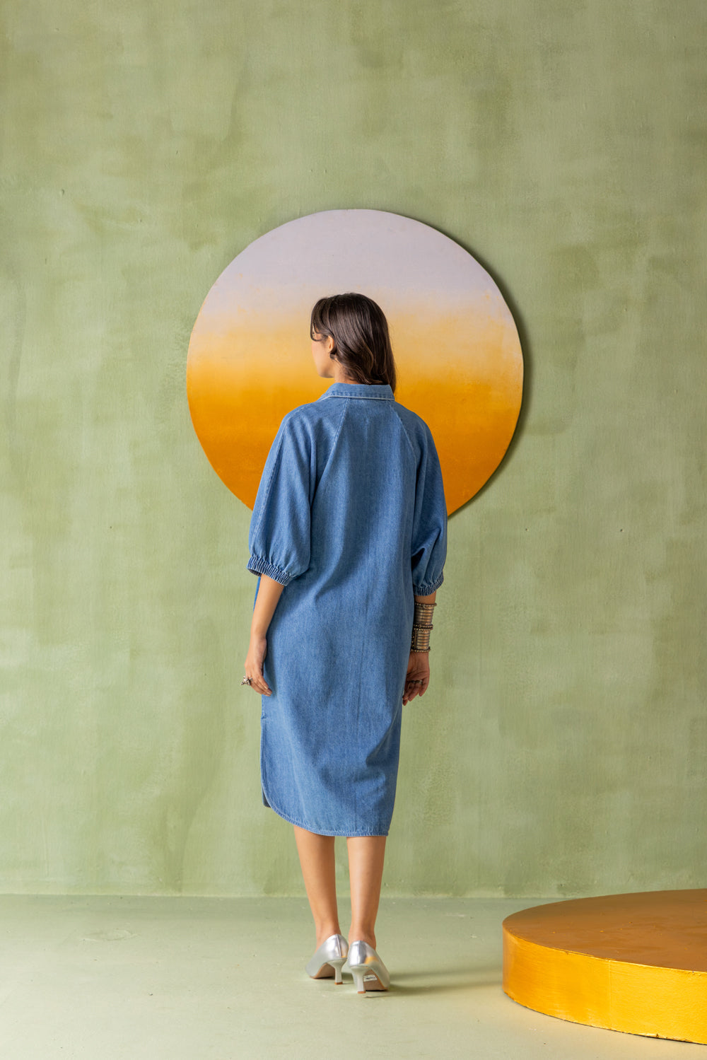 Dia Dress Light Wash Split Circle