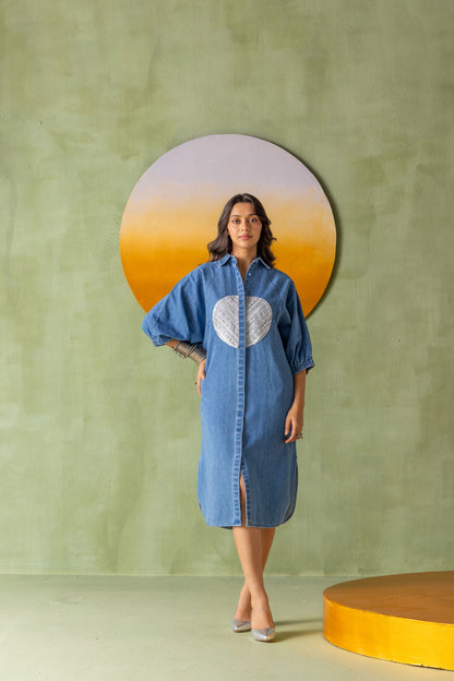 Dia Dress Light Wash Split Circle