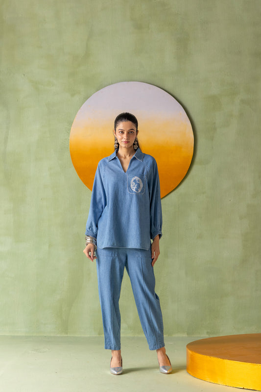 Aura Co-ord Pant Set Light Wash Constellation