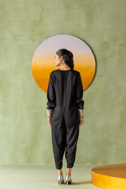 Olena Co-ord Pant Set Black Silver Poppy