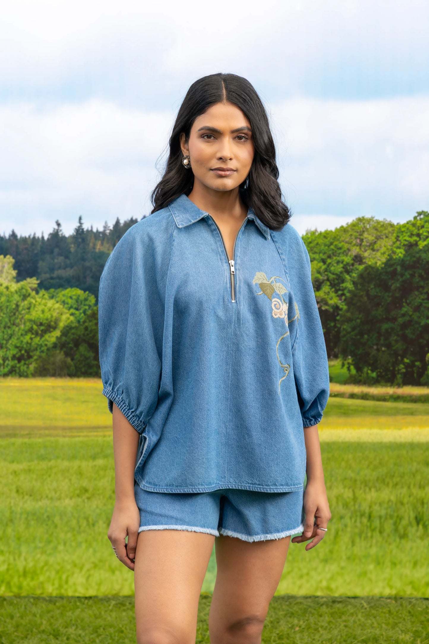 AURA ZIPPER - BOTAN - DENIM SHIRT LIGHT