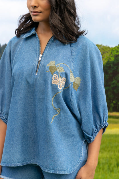 AURA ZIPPER - BOTAN - DENIM SHIRT LIGHT